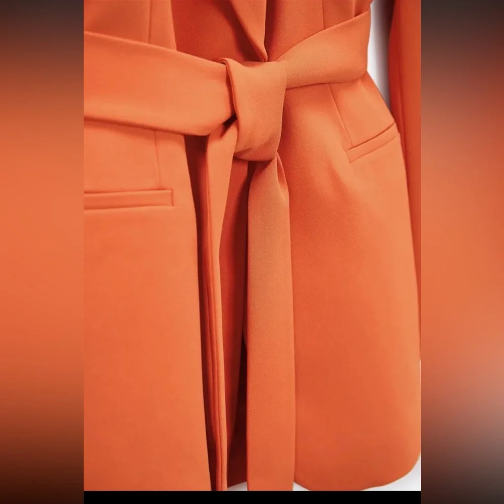 ZARA BELTED TUXEDO COLLAR BLAZER - Picture 12 of 13